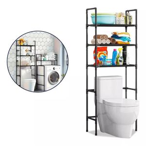 Estante Organizador Multiusos para Lavadora Baño de 3 Niveles 155x47x25cm Negro