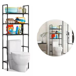 Estante Organizador Multiusos para Lavadora Baño de 3 Niveles 155x47x25cm Negro