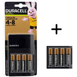 Cargador de Pilas Duracell + 4 Pilas AA de 2500 mAh Recargables