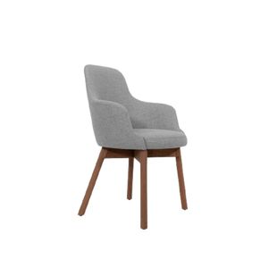 Silla Chewy con reposabrazos Gris con base Marrón Oscuro
