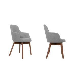 Silla Chewy con reposabrazos Gris con base Marrón Oscuro