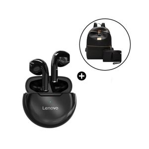 Audífono HT38 BT Lenovo+Mochila de Mujer 2 en 1 Oxford Brillante Negro