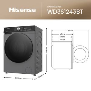 Lavaseca HISENSE 12Kg/8Kg Carga Frontal WD3S1243BT Tatanium Gray