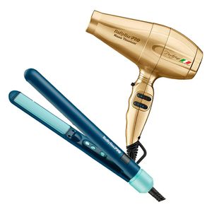 Combo BabylissPRO Alisadora Hip Iónica BHCI2162PE y Secador Portofino Dorado BNTG6610PE