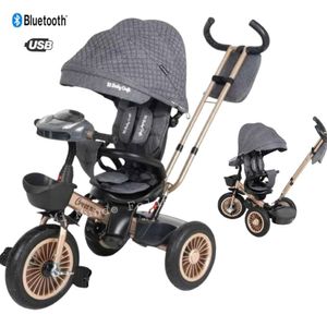 Triciclo para Niños Asiento Giratorio Bluetooth Gray