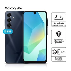 Celular Samsung Galaxy A16 4G 128GB, 4GB RAM, cámara principal 50MP + 5MP + 2MP, frontal 13MP, 6.7", negro