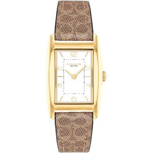 COACH Reloj Reese cuarzo 2H con correa de cuero Resistente al agua 3 ATM-30m | Oro - Marron