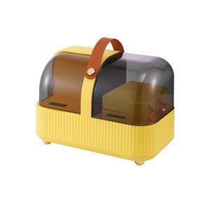 Organizador De Cosméticos Maquillaje Joyas 4 espacios Portátil Amarillo