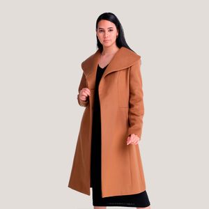 Abrigo Ines Camel Oscuro Lana Ecologica Only Alpaca
