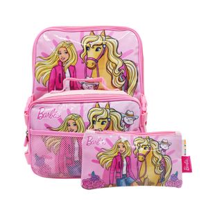 Set Mochila + Lonchera + Cartuchera Moloca Rosa BARBIE
