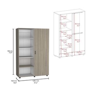 Ropero Eco-120 1 Puerta Melamina Bardolino/Blanco