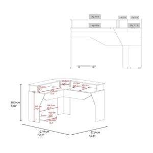 Escritorio Gamer Guma Melamina para 2 Monitores Wengue/Azul