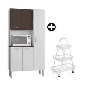 COMBO Mueble Alacena de Cocina Melissa 91.5cm MDP Kits Parana + Carrito organizador de cocinas 3N Blanco Orange