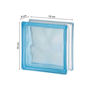 Bloque de Vidrio Wave Azur 19x19x8cm Seves Glassblock