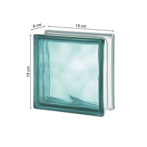 Bloque de Vidrio Wave Turquoise 19x19x8cm Seves Glassblock