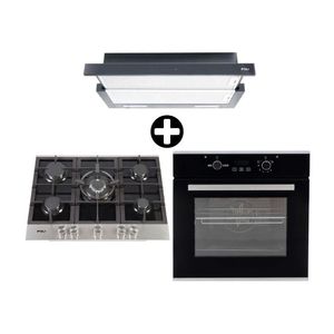 COMBO FDV: Cocina Encimera Empotrable Deluxe Chef 75 + Horno Empotrable Black 56 litros + Campana Extraíble Urban 90 Negro
