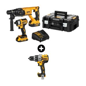 COMBO Dewalt Inalámbrico DCK260D1P1T-K10: Rotomartillo + Atornillador de Impacto + Taladro Percutor + 2 Baterías