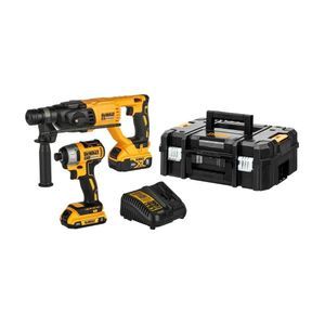 COMBO Dewalt Inalámbrico DCK260D1P1T-K10: Rotomartillo + Atornillador de Impacto + Taladro Percutor + 2 Baterías