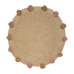 Alfombra Redonda Con Pompones Yute 78cm
