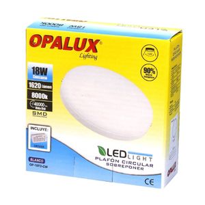Plafón LED redondo Opalux 18W Luz Fría Blanco