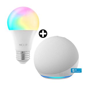 COMBO Parlante inteligente Echo Dot 5 Blanco Amazon + Foco Smart Led Rgb Nhb-C120M