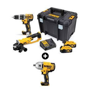 COMBO Dewalt Inalámbrico DCK209P2T-K13: Taladro Percutor + Esmeril Angular + Llave de Impacto