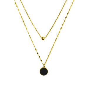 Collar Doble con Dije Circular – Acero inoxidable Enchapado en Oro 18K