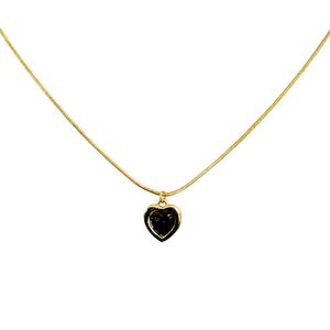Collar Corazón Negro -  Acero inoxidable enchapado en oro de 18K
