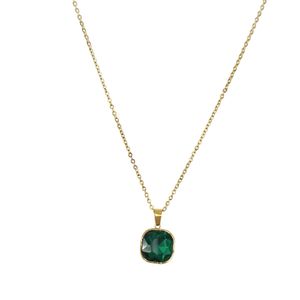 Collar Circón verde – Acero Inoxidable Enchapado en Oro de 18K