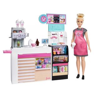 Muñeca Barbie Cafeteria Coffee Shop con 20 Accesorios