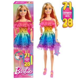 Muñeca Barbie Rubia Arcoiris Articulada Gigante de 71 cm
