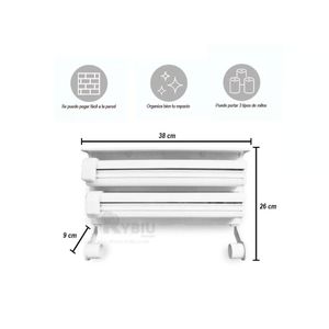 PORTA PAPEL HIGIENICO BLANCO ORGANIZADOR TRIPLE ROLLO PARED 123193046