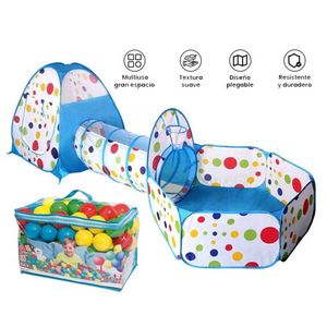 Circuito Estimulación 4 en 1 Piscinas de Pelotas con Túnel color celeste