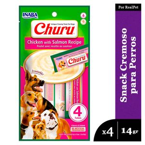 Snack Cremoso Perro Churu Pollo y Salmón 1 sobre x 4 tubos