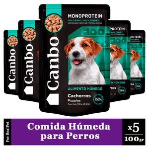 Pack x5 Comida Húmeda Perro Cachorro Canbo Pavo 100gr
