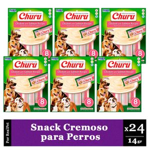 Snack Cremoso Perro Churu Pollo y Salmón 6 sobres x 8 tubos