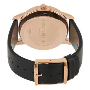 Reloj Calvin Klein City K2G2G6CZ Suizo Fecha Acero Inoxidable Oro Rosado Correa Cuero Negro