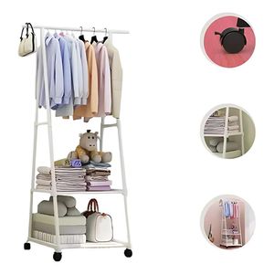 Colgador Perchero de Metal Organizador de Ropa Triangular con Ruedas Blanco