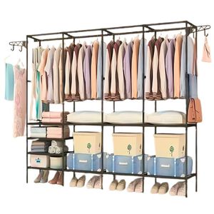 Ropero Colgador Organizador de Ropa 4 Cuerpos 173x213x36cm Negro