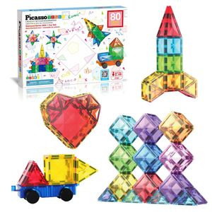 Set de Bloques de Construcción Magnéticos Picasso Tiles de 80 piezas y kit para armar un vehículo