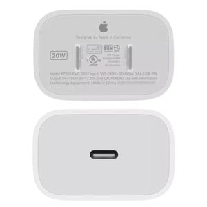 Cargador De Pared Apple Usb-C 20W Para Iphone Y Ipad A2305 Blanco