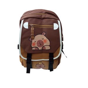 Mochila Escolar Capibara Nylon Estampado Marron