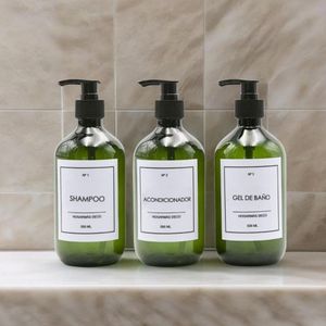 Set de 3 Botellas Dispensadoras para Baño Verde HogarMás