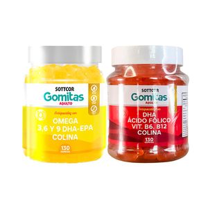 Gomitas Omega 3 + Gomitas con DHA Acido Folico