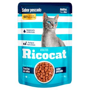 Pack Caja x15 Comida Húmeda para Gato Ricocat Pescado 85gr