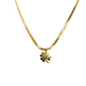Collar trébol de la suerte Acero inoxidable Enchapado en oro 18K