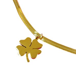 Collar trébol de la suerte Acero inoxidable Enchapado en oro 18K