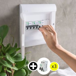 Interruptores termomagnéticos x3 + Tablero empotrable 8 polos