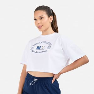 Polo Crop New Athletic Emilia Blanco Con Azul Oscuro Mujer