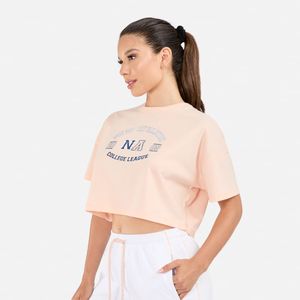 Polo Crop New Athletic Emilia Melón Con Azul Oscuro Mujer